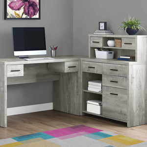 24" Grey Rectangular Computer Desk With Two Drawers
