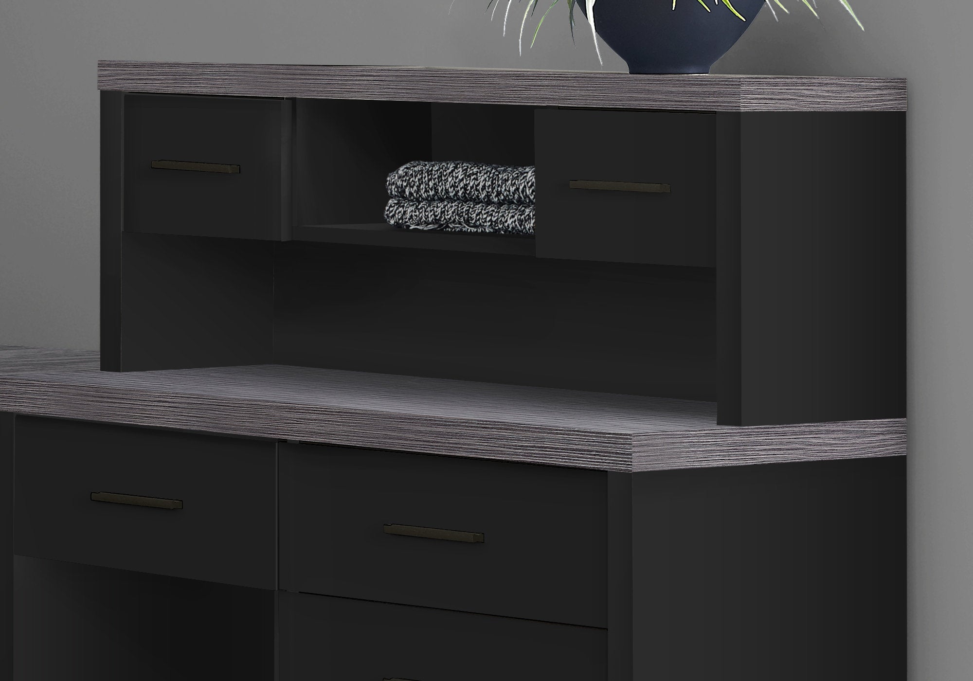 24" Grey Rectangular Computer Desk With Two Drawers