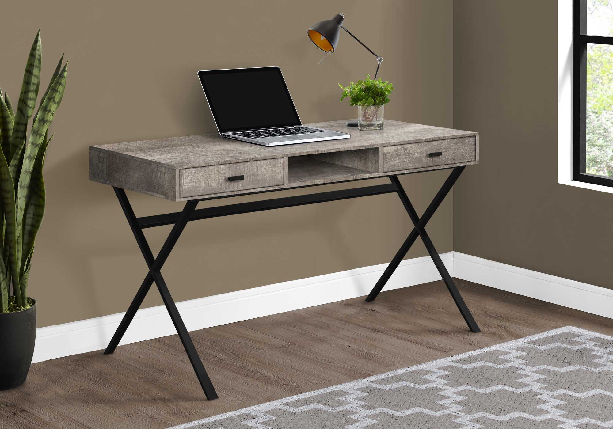 24" White Rectangular Computer Desk With Two Drawers