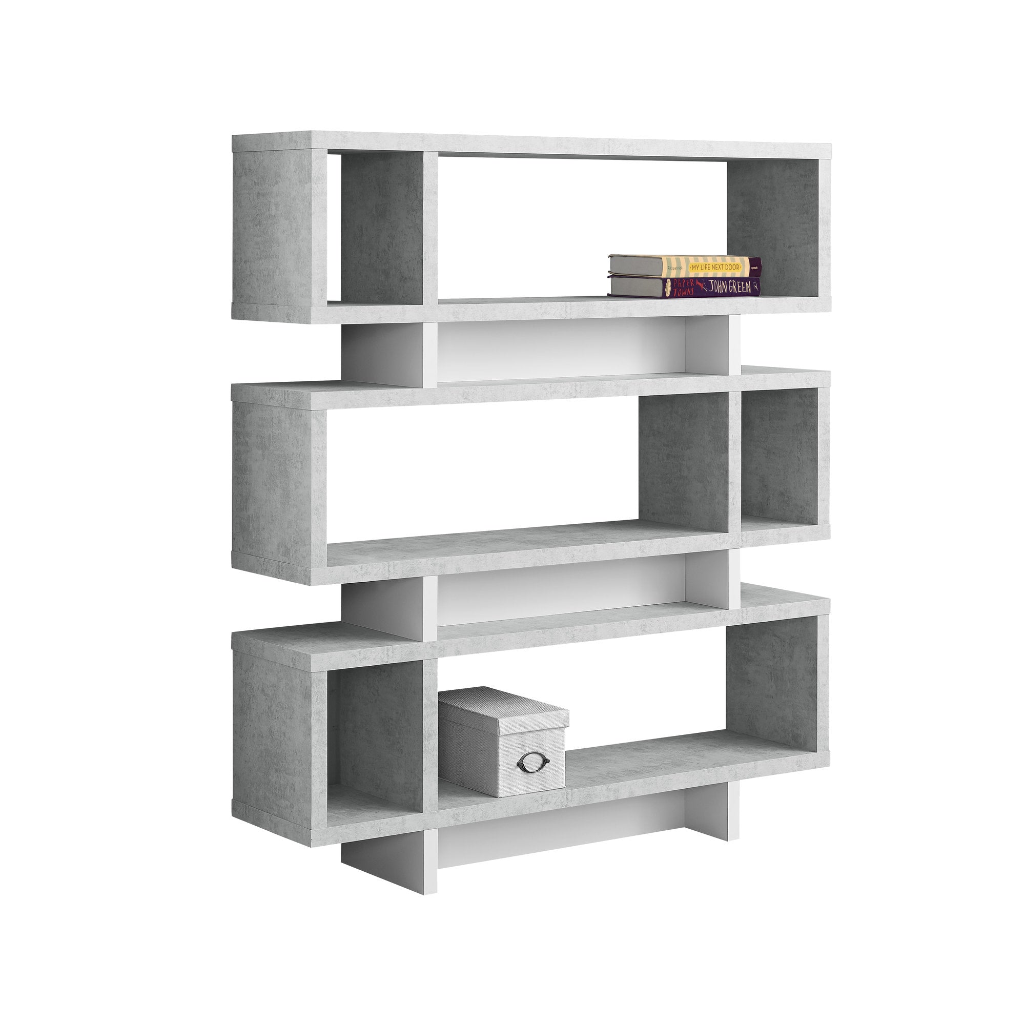 Modern 55"H White Finish Hollow Core Bookcase