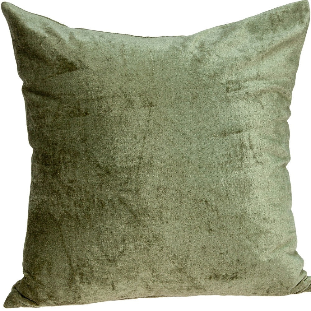 18" X 7" X 18" Transitional Olive Solid Pillow Cover With Poly Insert