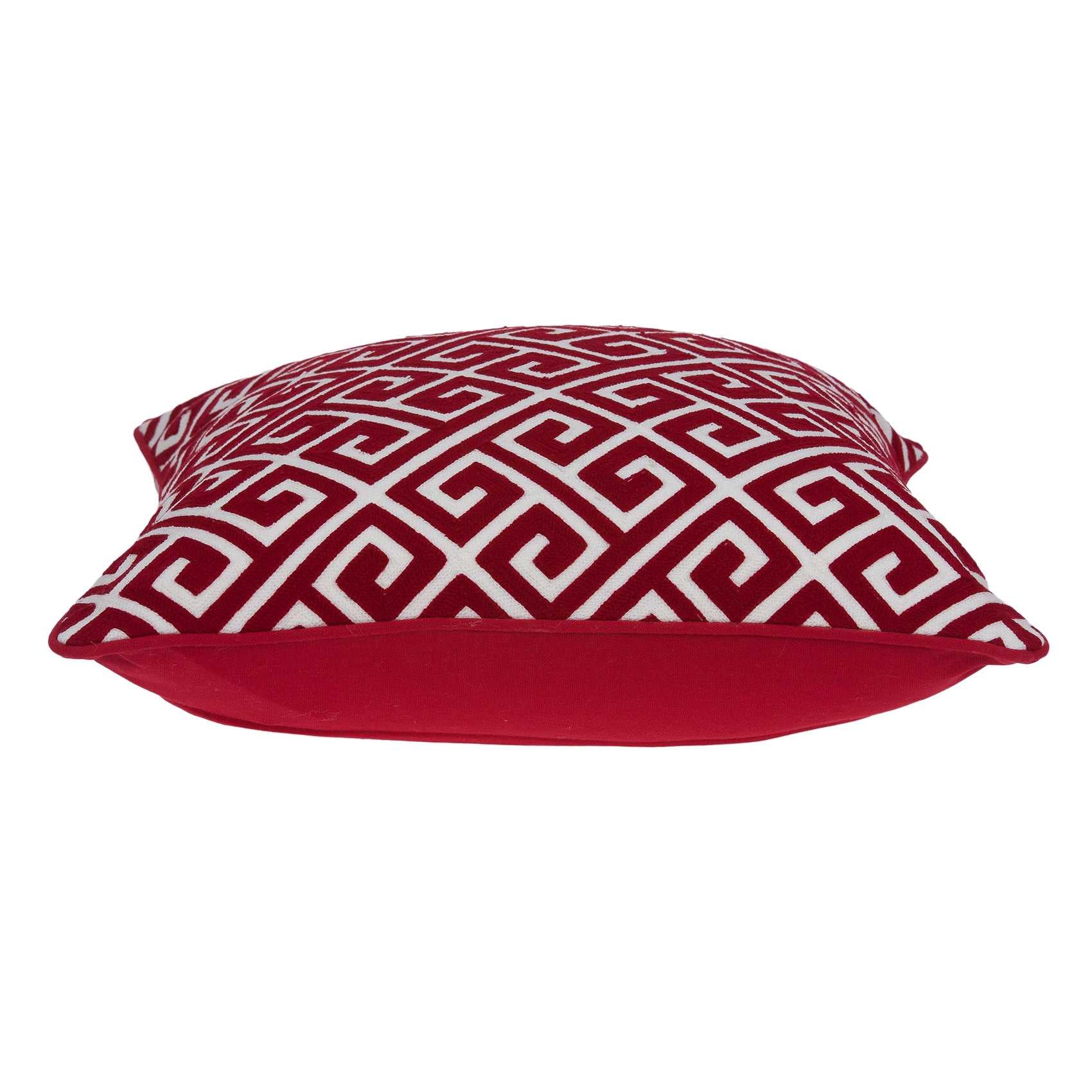 Funda de almohada de algodón rojo y blanco de transición de 20" x 7" x 20" con inserto de poliéster