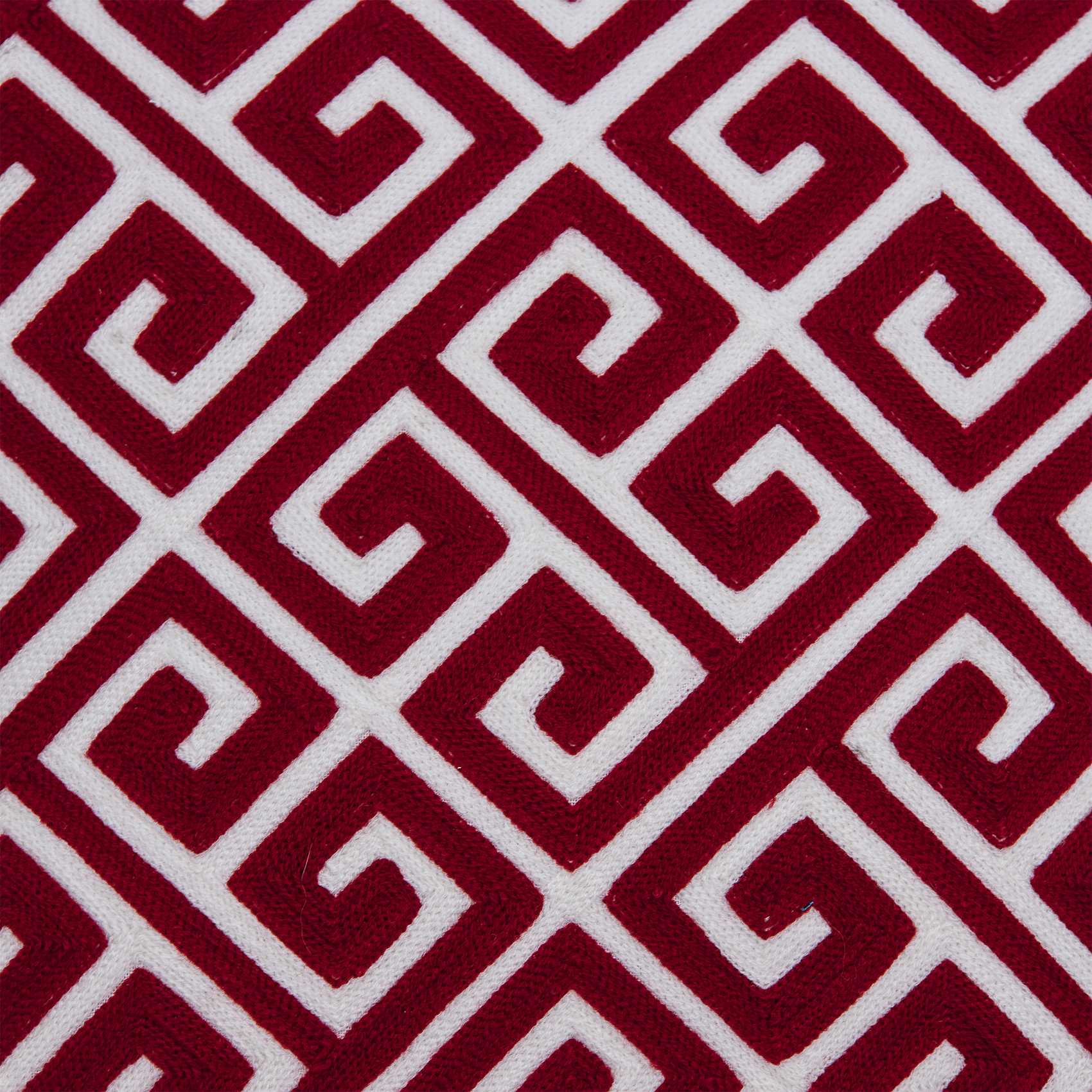 Funda de almohada de algodón rojo y blanco de transición de 20" x 7" x 20" con inserto de poliéster