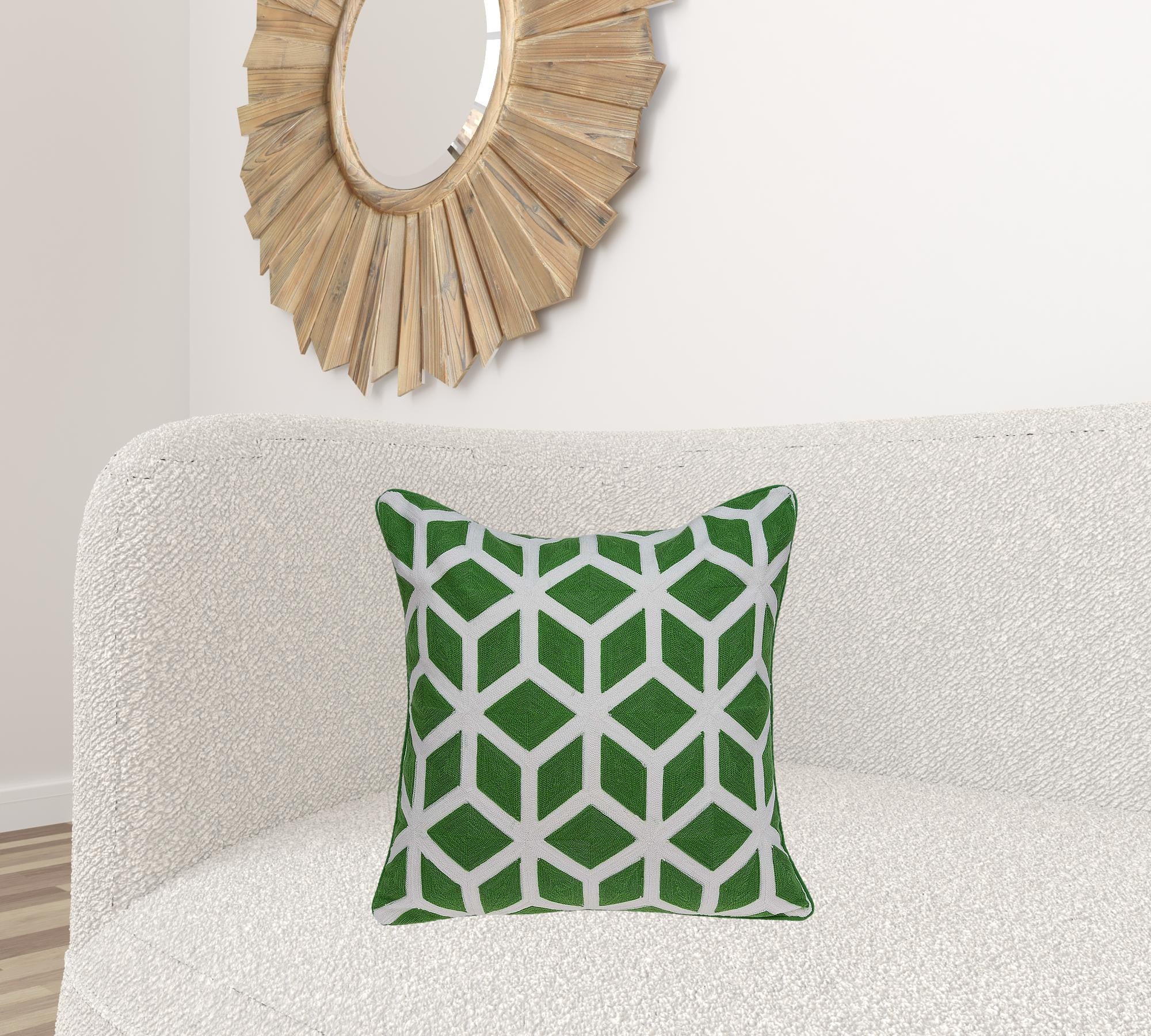 20" x 7" x 20" funda de almohada verde y blanca de transición con inserto de poliéster