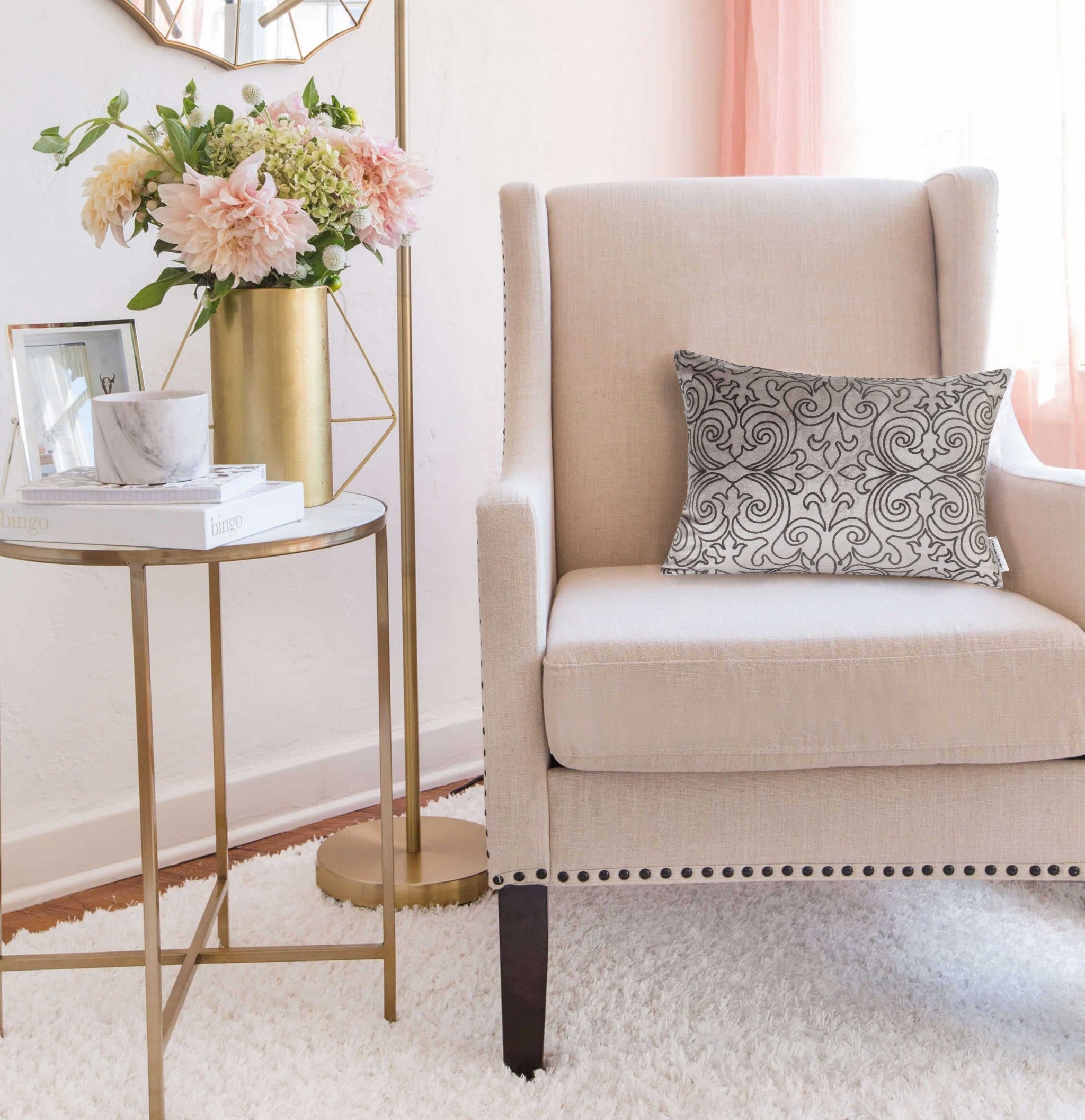 20" x 6" x 14" funda de almohada color champán de transición con inserto de poliéster