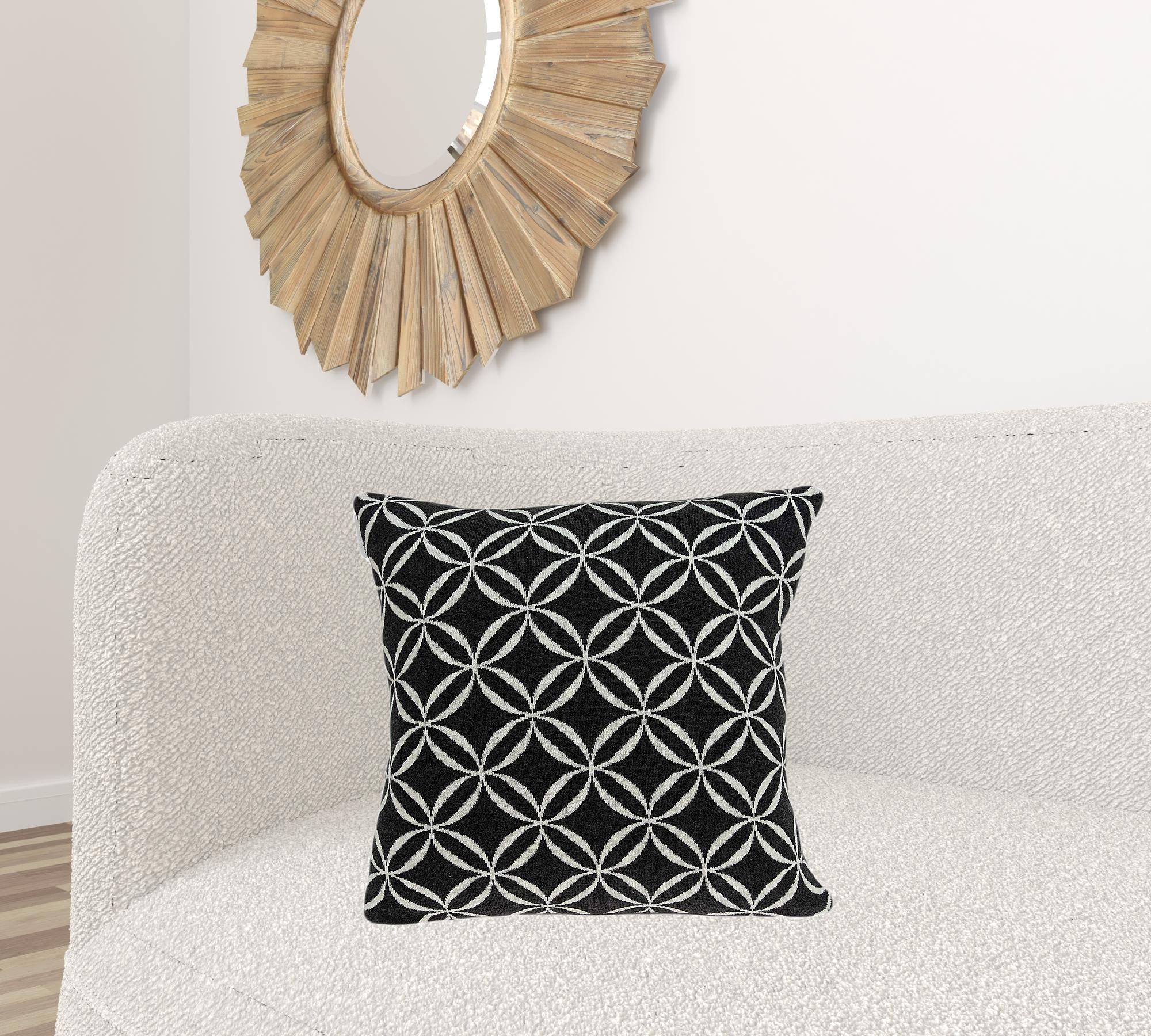 20" X 7" X 20" Transitional Black Pillow Cover With Down Insert