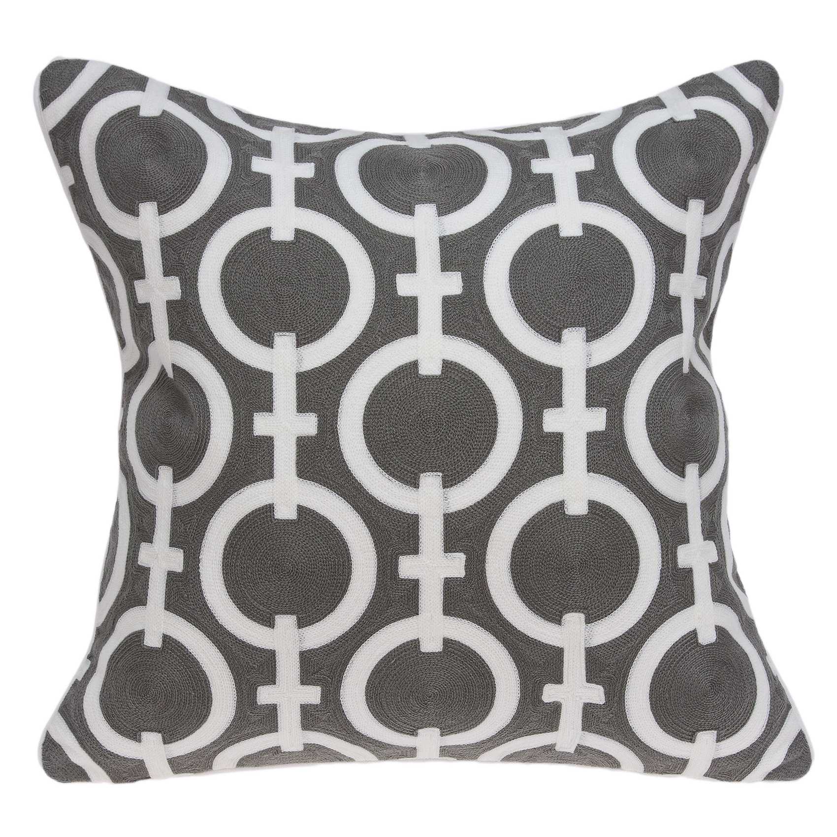 20" X 7" X 20" Transitional Gray And White Accent Pillow Cover With Down Insert