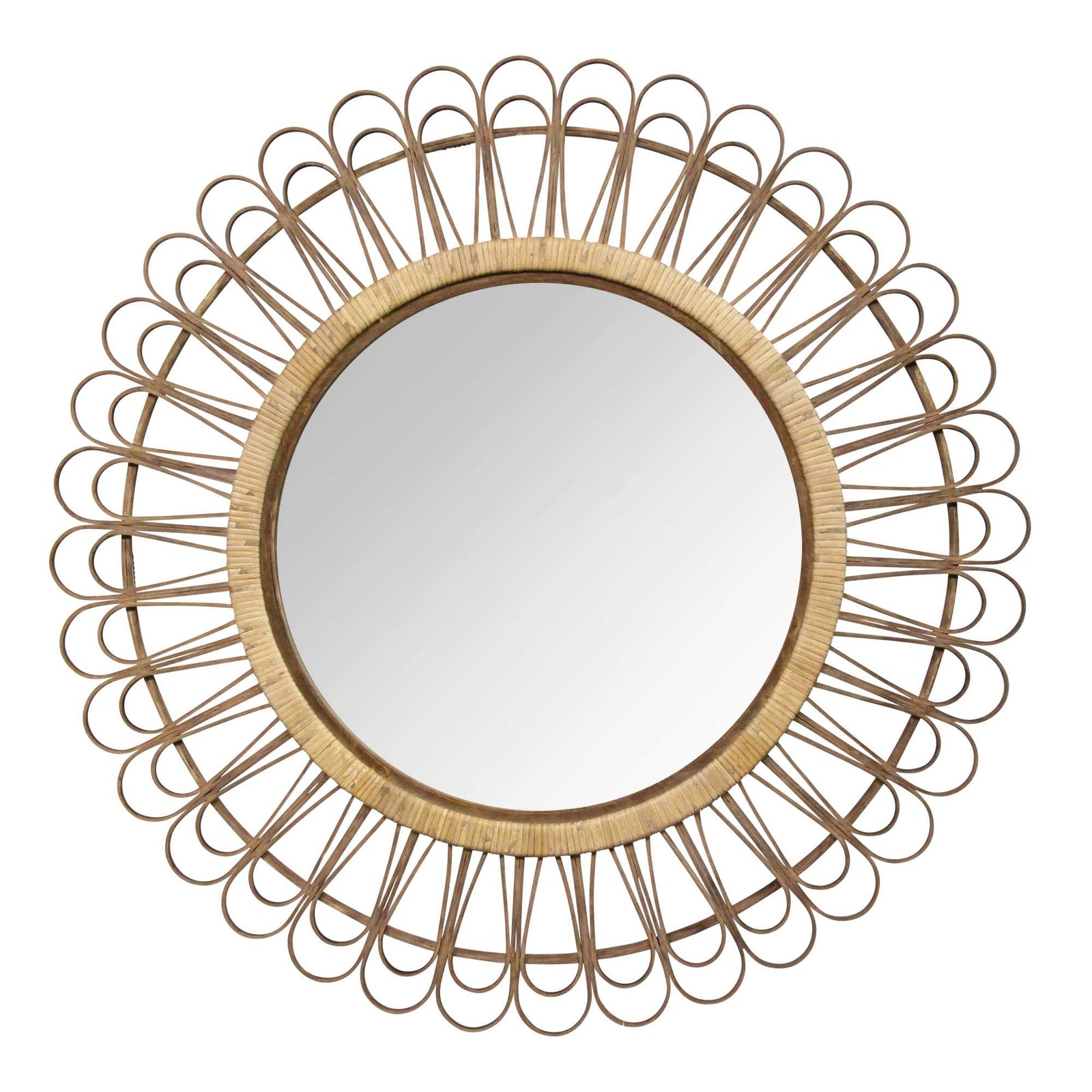 Bamboo Tulum Rattan Decorative Wall Mirror 34 Inch