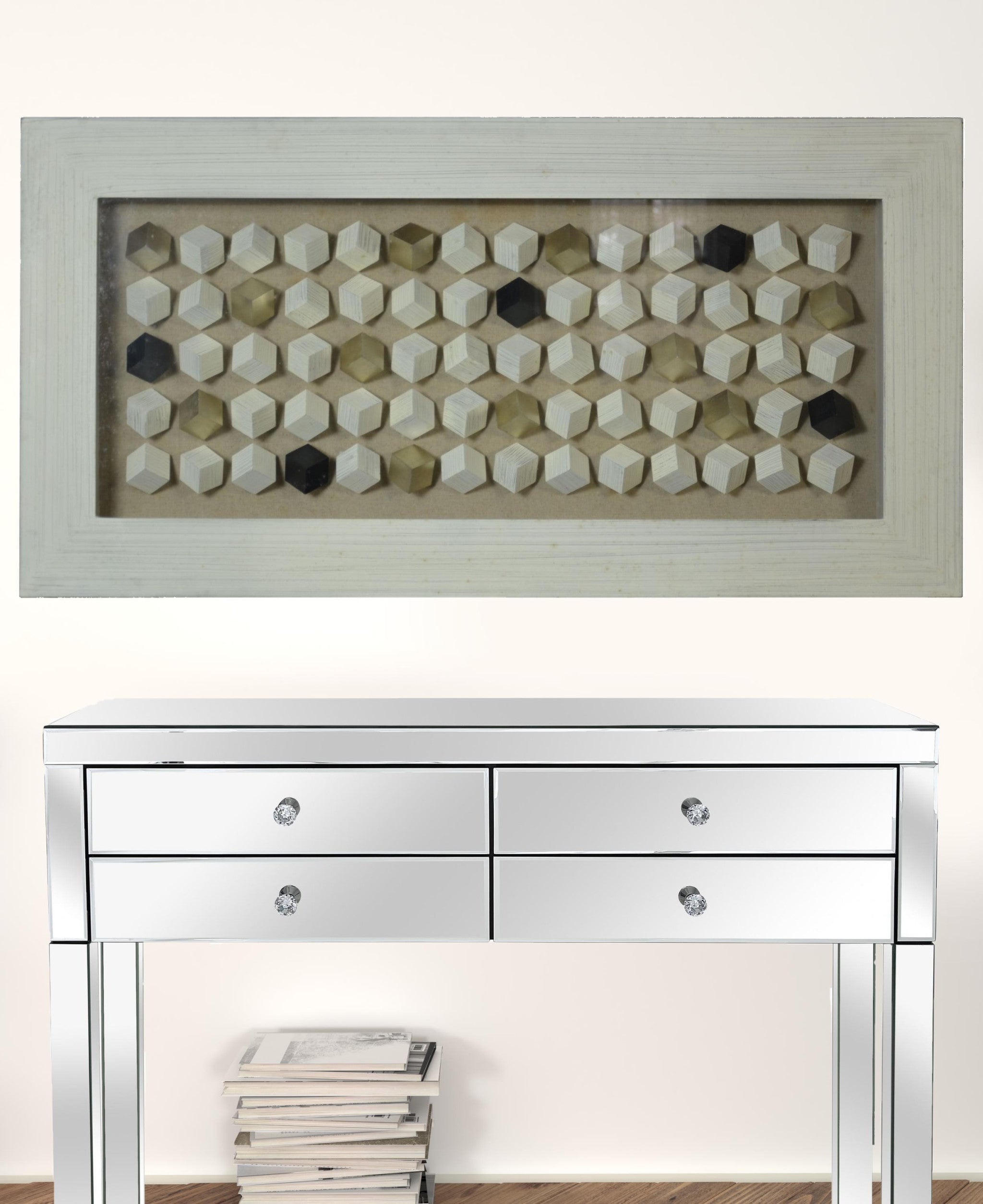 27 X 3 X 24 Grey Wood And Glass - Shadow Box