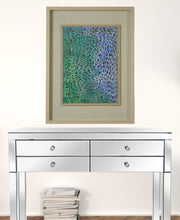 Swirling Blues And Greens Light Wood Shadowbox Wall Art