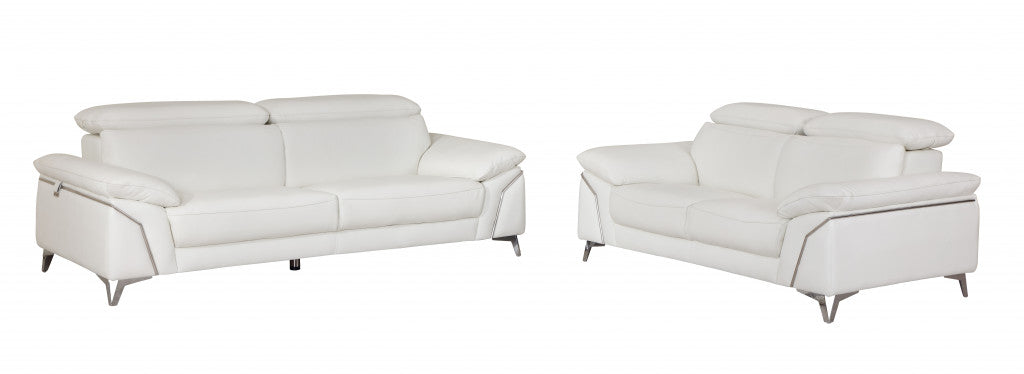 31" Fashionable White Leather Loveseat