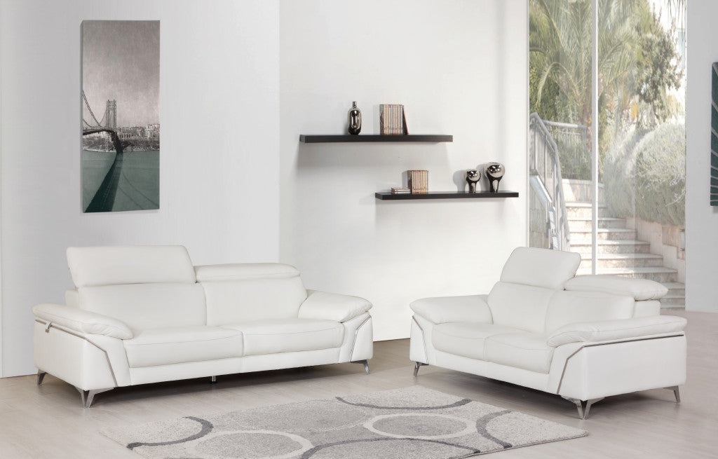 31" Fashionable White Leather Loveseat