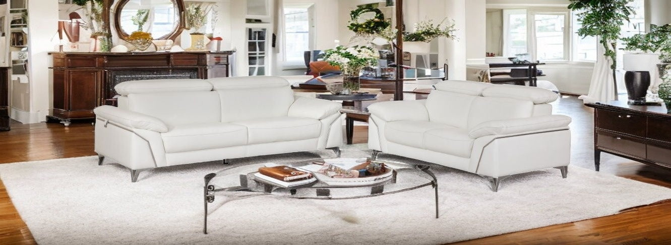31" Fashionable White Leather Loveseat