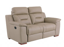 Modern Beige Leather Loveseat - 67” x 41” x 41”