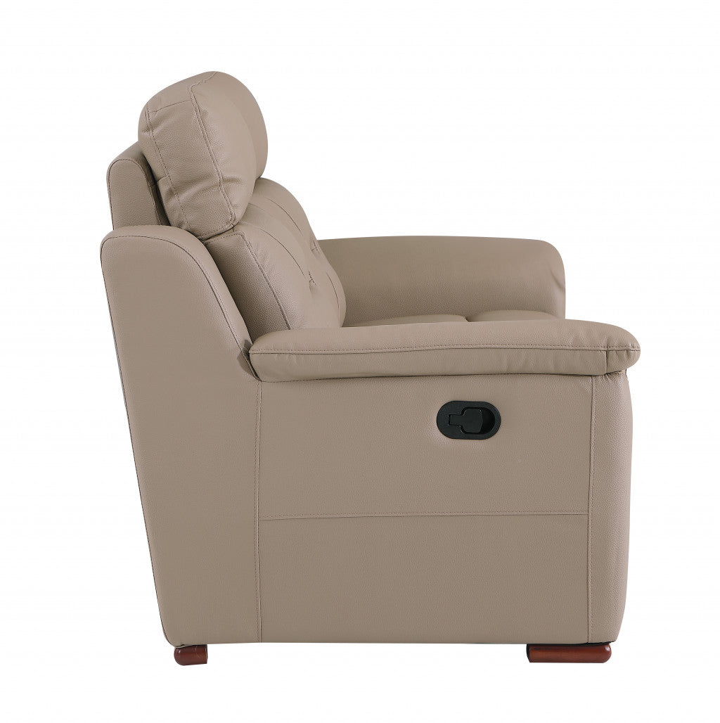 Modern Beige Leather Loveseat - 67” x 41” x 41”
