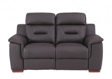 Modern Brown Leather Loveseat 67'