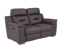 Modern Brown Leather Loveseat 67'
