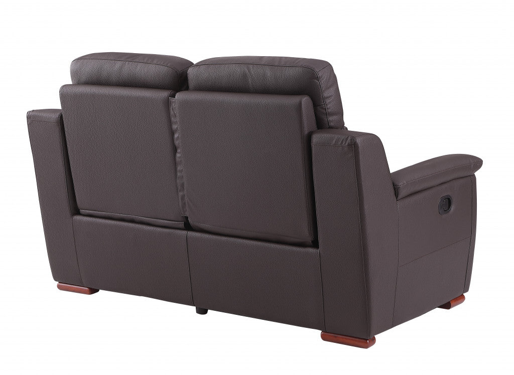 Modern Brown Leather Loveseat 67'" x 41'" x 41'"