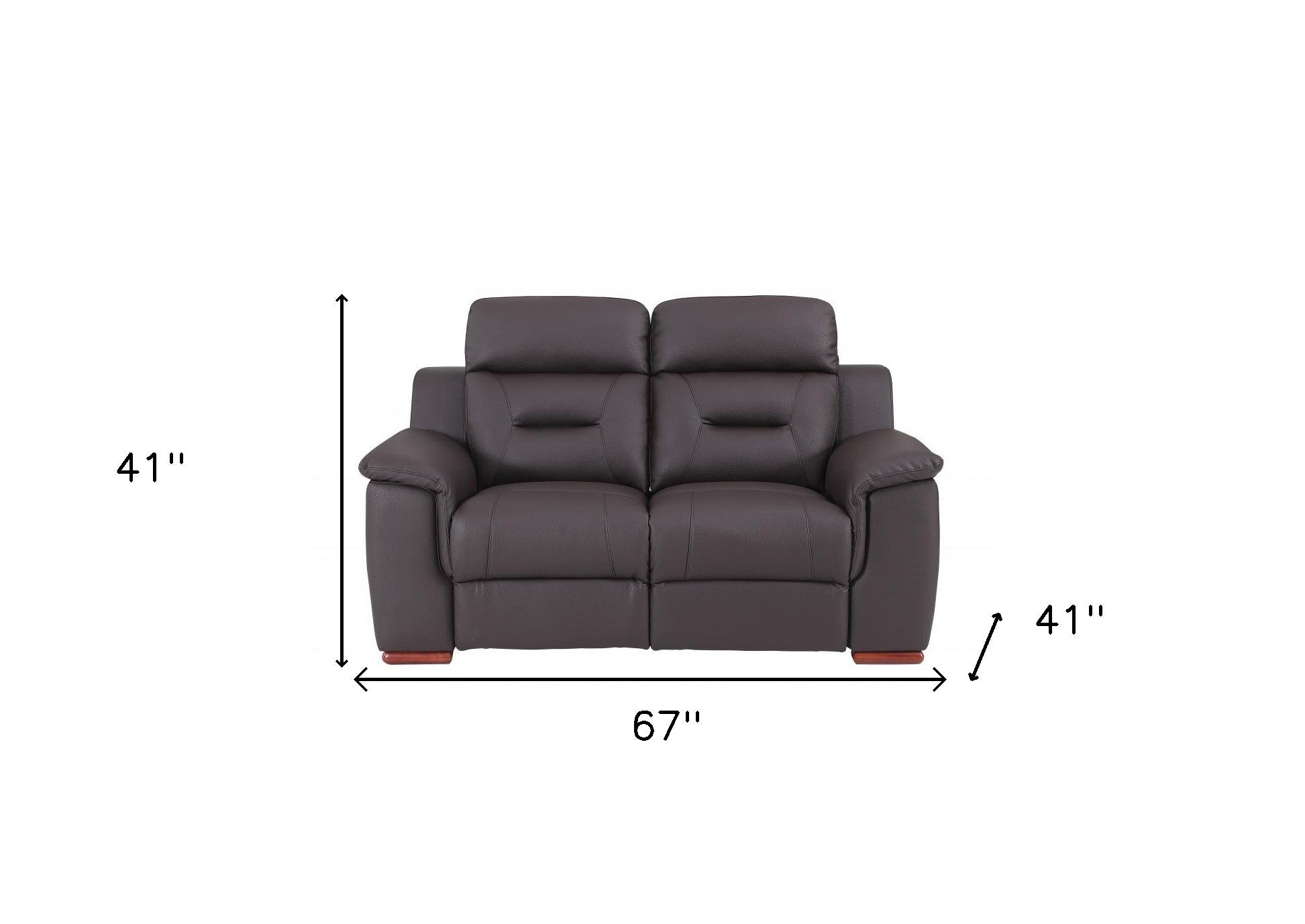 Modern Brown Leather Loveseat 67'" x 41'" x 41'"