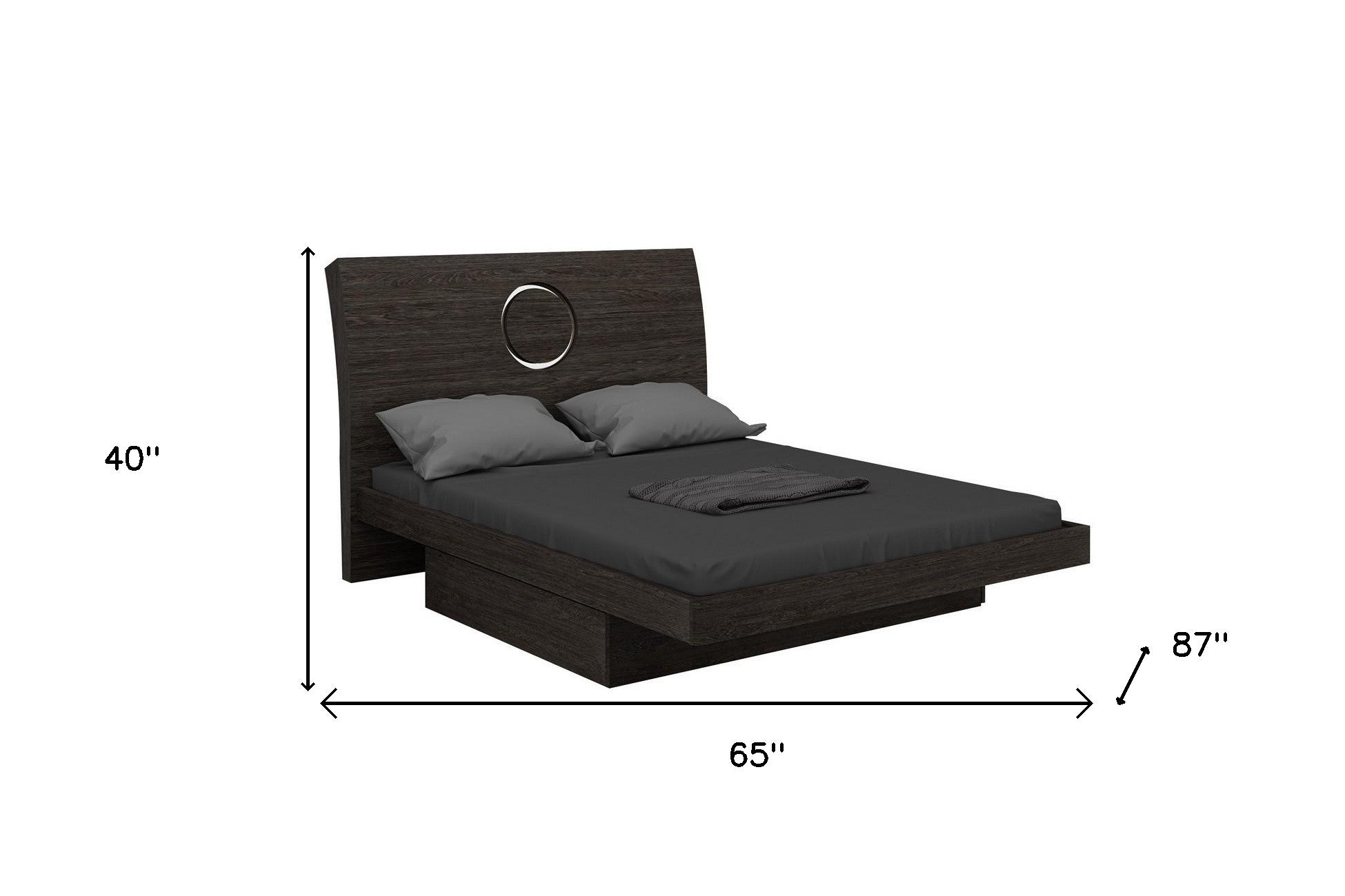 65'" X 87'"  X 40'" Modern Queen Gray High Gloss Bed