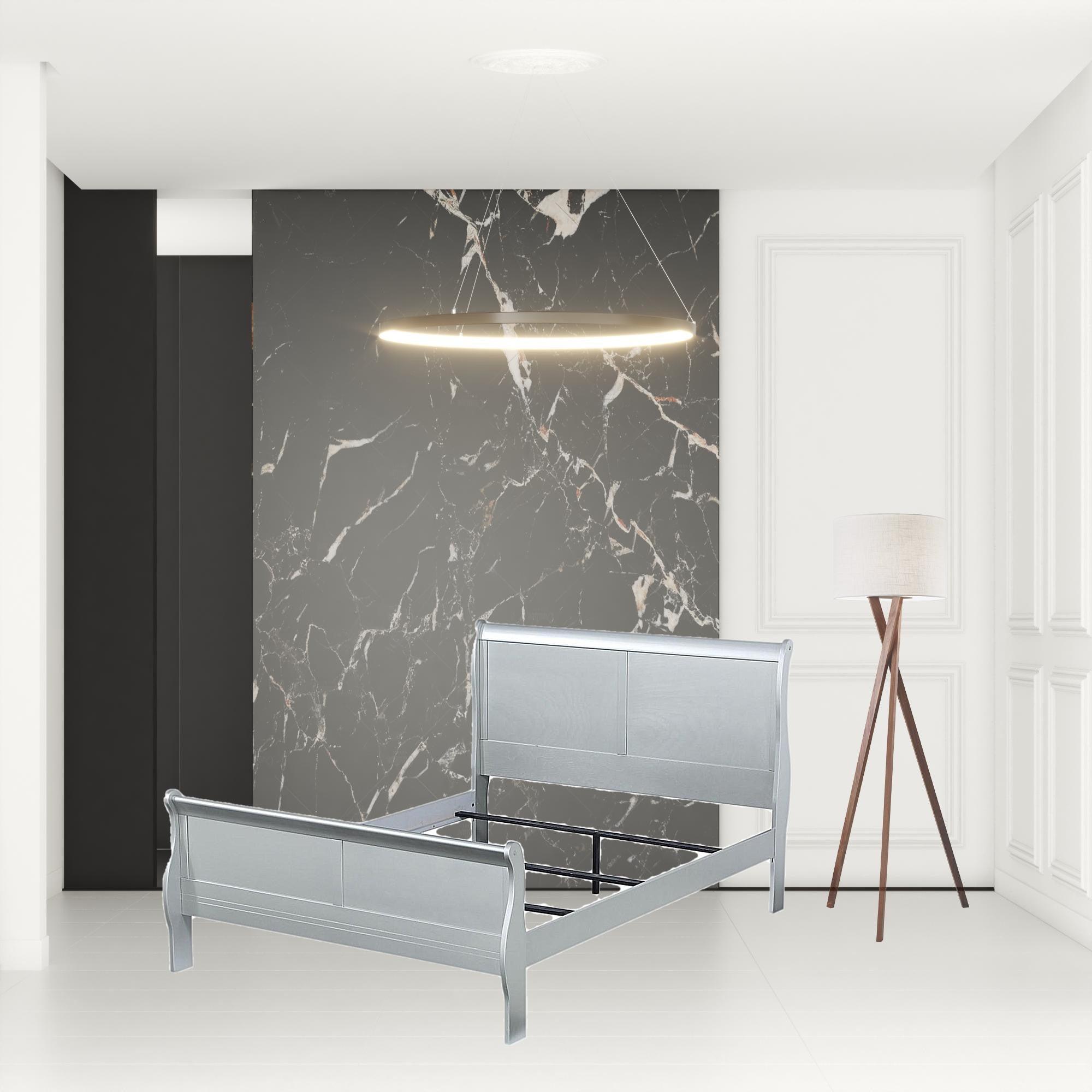 80" X 90" X 47" Platinum Wood King Bed