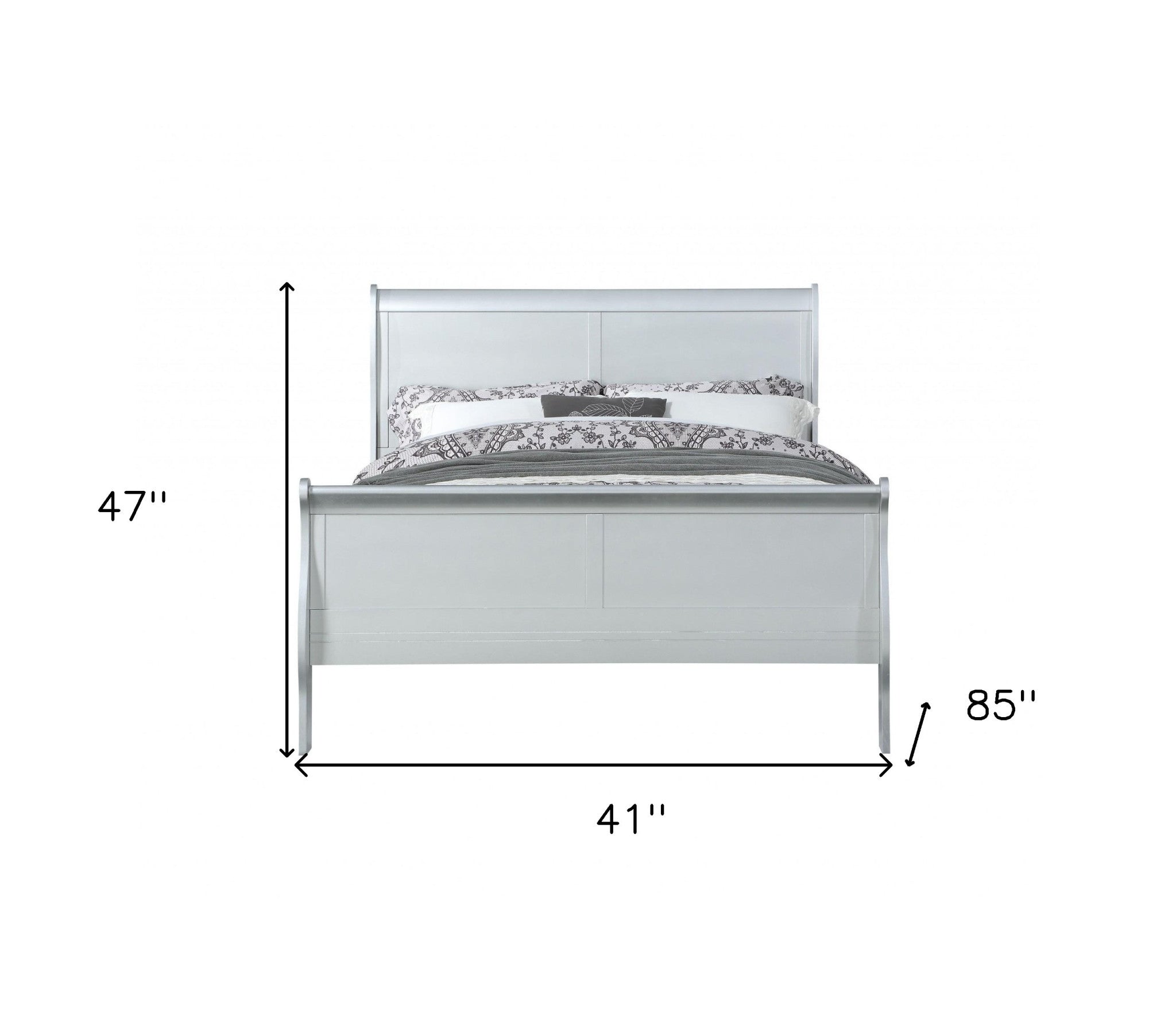 80" X 90" X 47" Platinum Wood King Bed