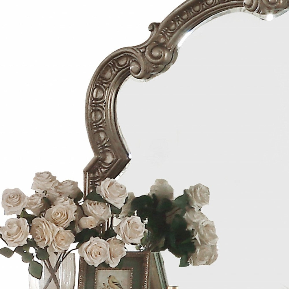 Antique Champagne Finish Baroque Style Wall Mirror