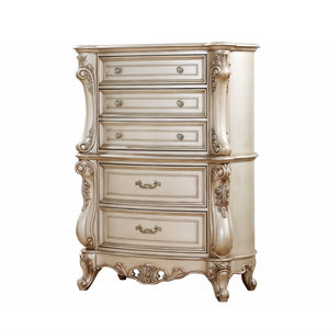 21" X 42" X 56" Antique White Wood Chest