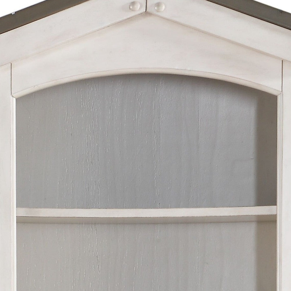14" X 24" X 78" Weathered White Washed Gray Wood Bookcase