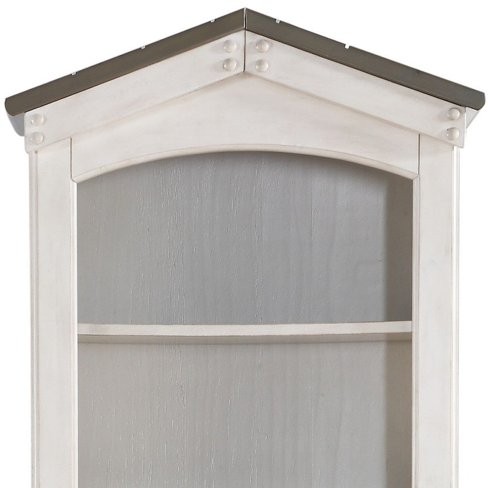 14" X 24" X 78" Weathered White Washed Gray Wood Bookcase
