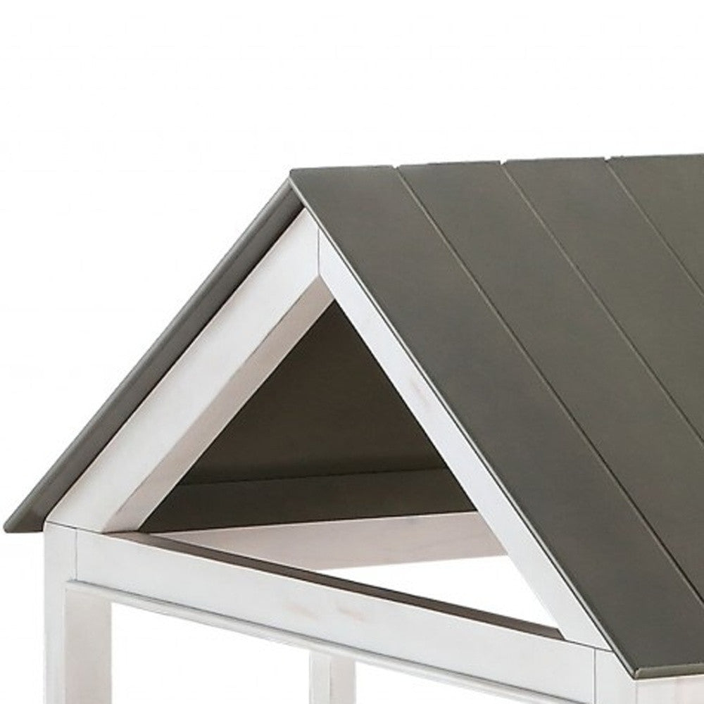 44" X 80" X 80" Weathered White Washed Gray Wood Twin Bed