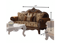 Fabric Cherry Oak Upholstery Wood Legtrim Loveseat W4 Pillows 37