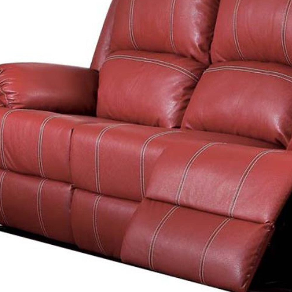 39" X 81" X 40" Red PU Upholstery Metal Reclining Mechanism Sofa (Motion)