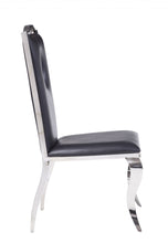 Faux Leather Stainless Steel Upholstered Seat Side Chair Set of 2 - 19
