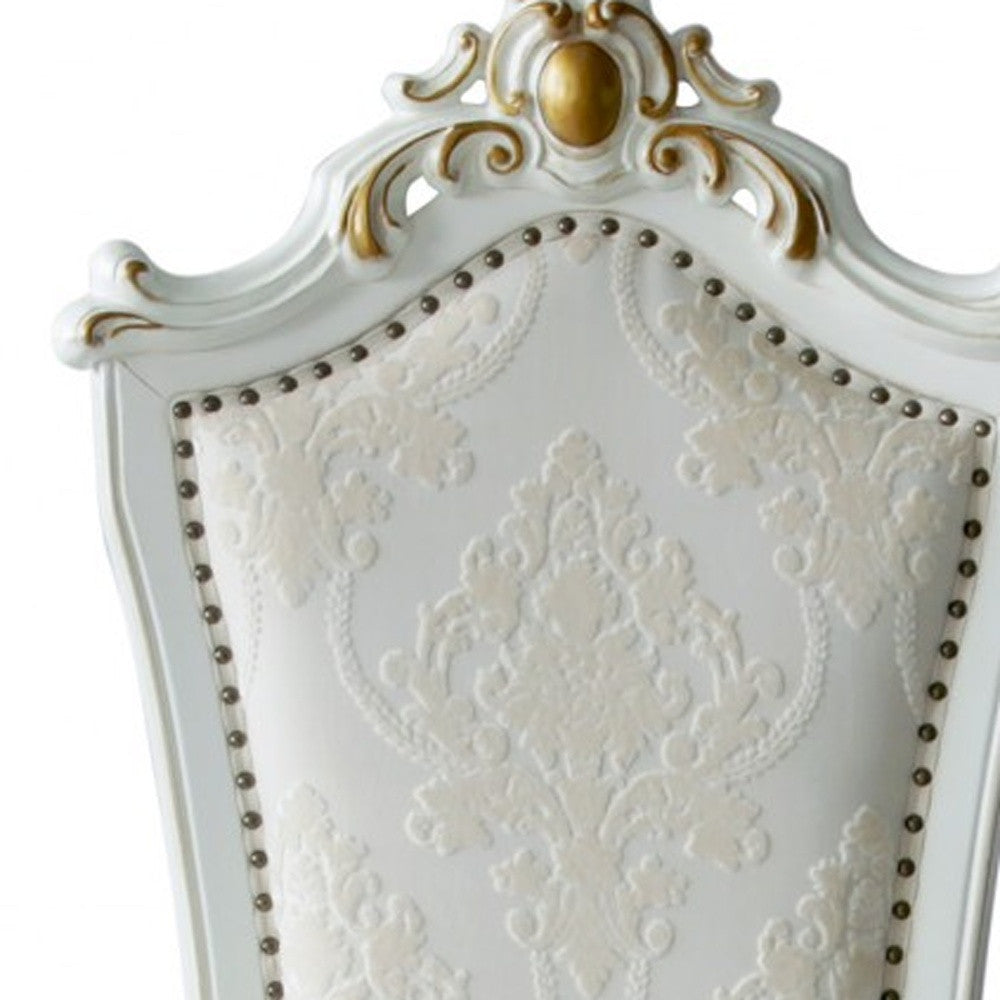 27" X 28" X 48" Faux Leather Antique Pearl Wood Finish Seat Side Chair Set2