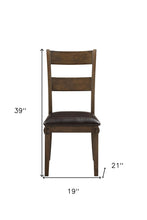 Set Of Two Dark Oak Rubberwood Ladder Back Dining Chairs