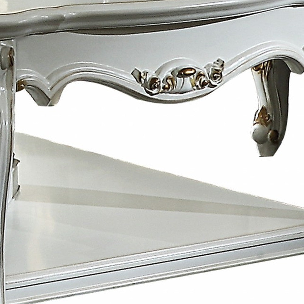 Mesa de centro de polirresina de madera perlada antigua de 36" x 55" x 20"