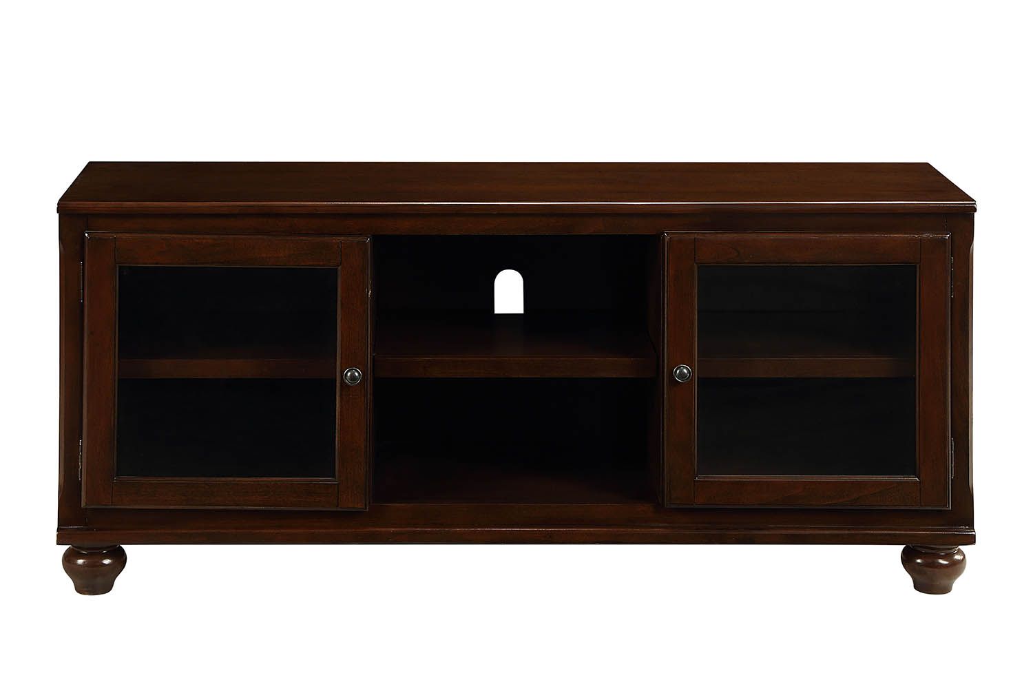 Soporte de TV de vidrio de madera de nogal de 19 "X 58" X 26 "(soporte de TV)