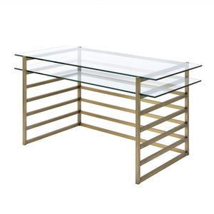 28" Clear Glass Mirrored Rectangular Writing Desk