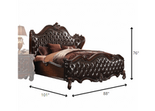 2-Tone Dark Brown Pu Cherry Oak Wood Poly Resin Upholstery California King Bed - 88
