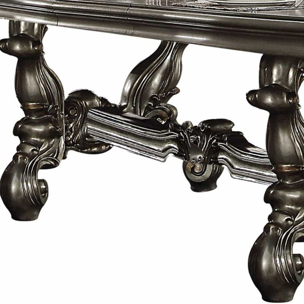 46" X 120" X 32" Antique Platinum Wood Poly Resin Dining Table (120'L)