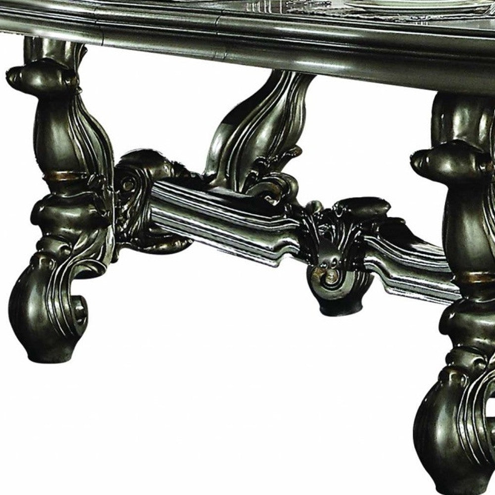 46" X 120" X 32" Antique Platinum Wood Poly Resin Dining Table (120'L)