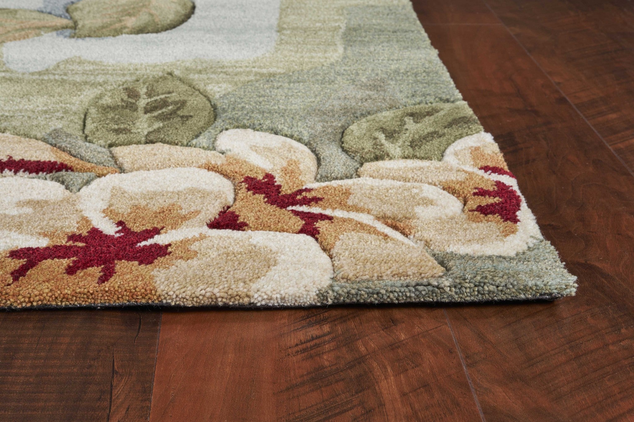 5'X8' Blue Sage Hand Tufted Tropical Plants Indoor Area Rug