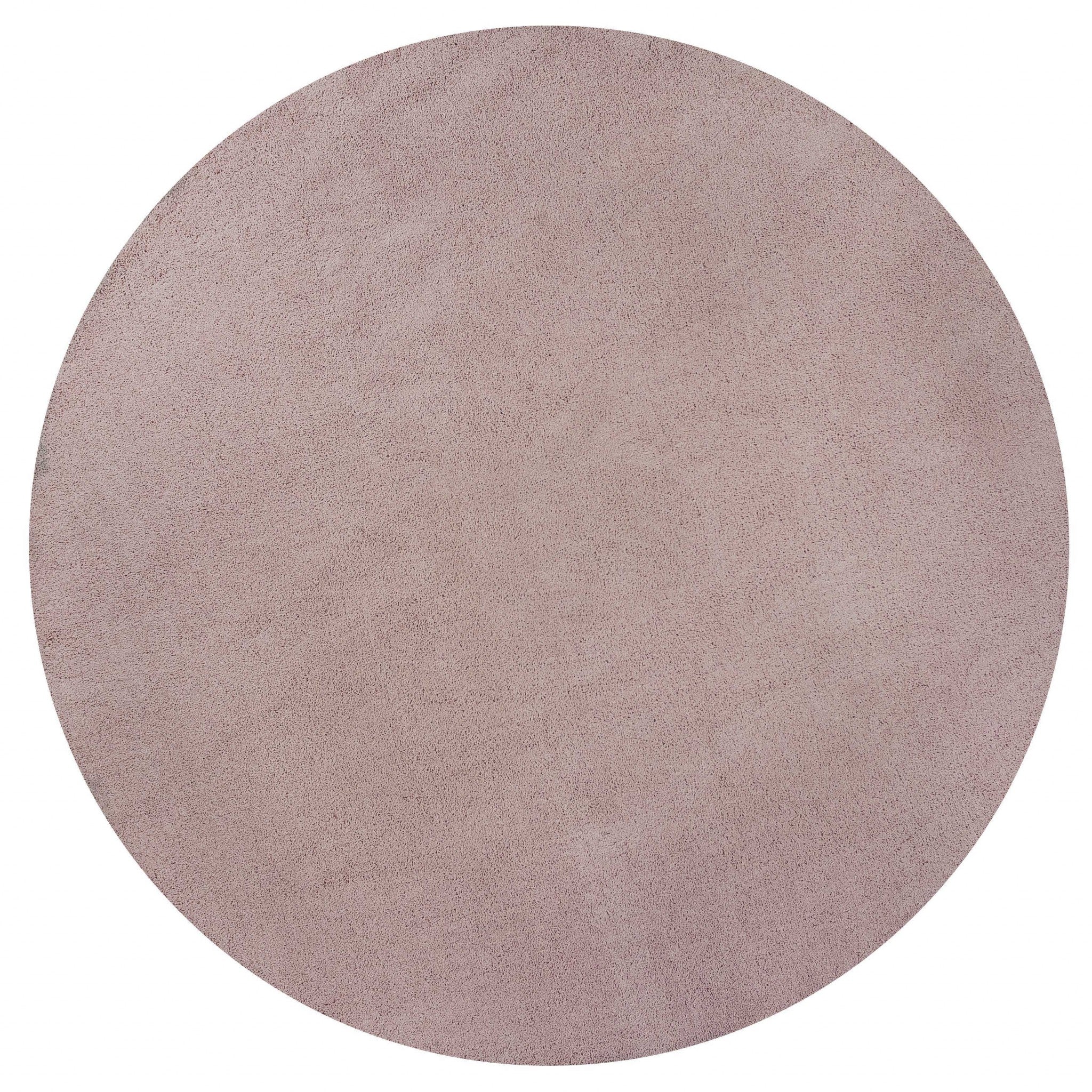 Round  Polyester Rose Pink Area Rug 8'