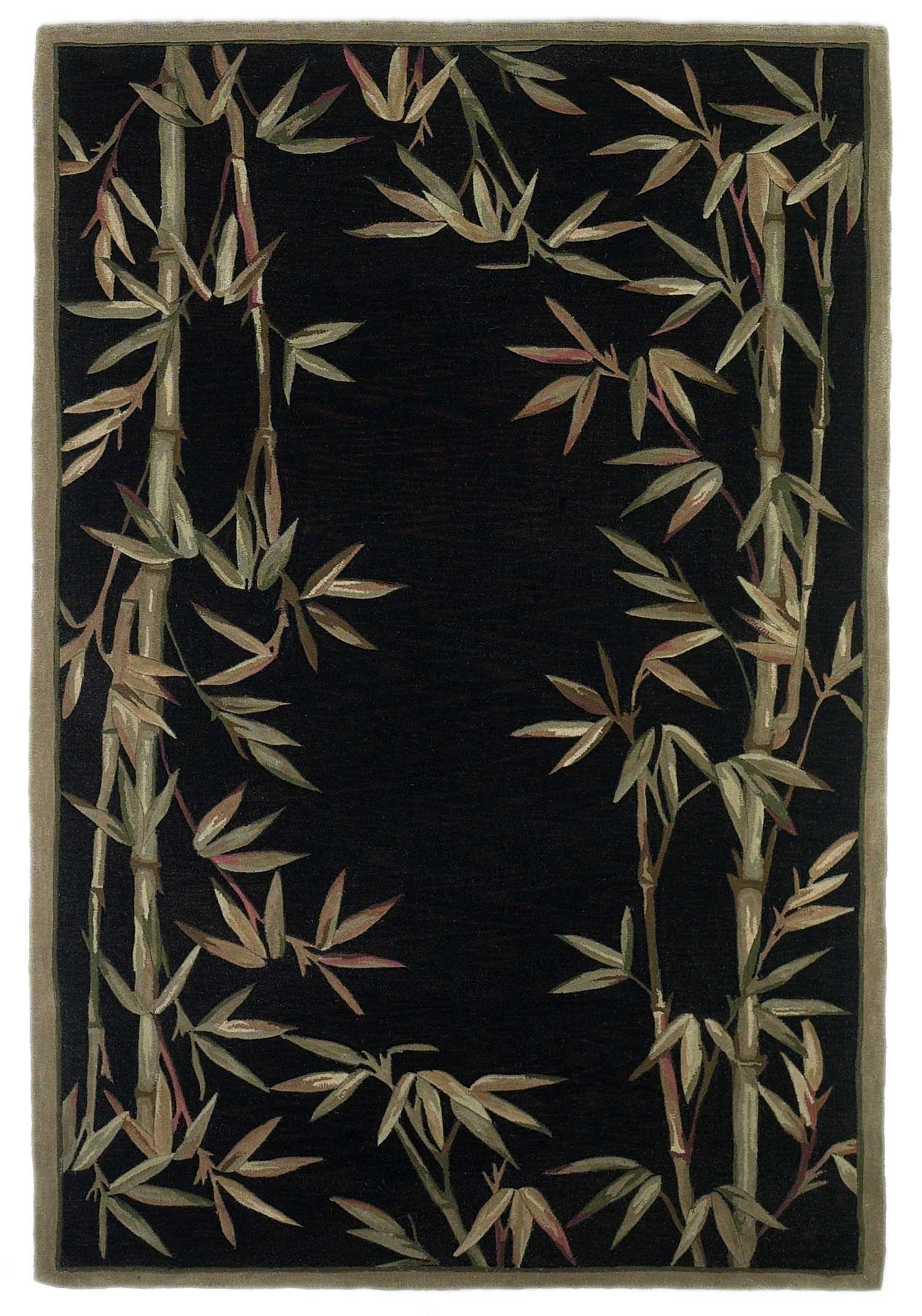 5' X 8'  Wool Black Area Rug
