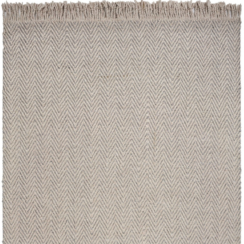 8'X10' Oatmeal Beige Hand Woven Herringbone Indoor Area Rug