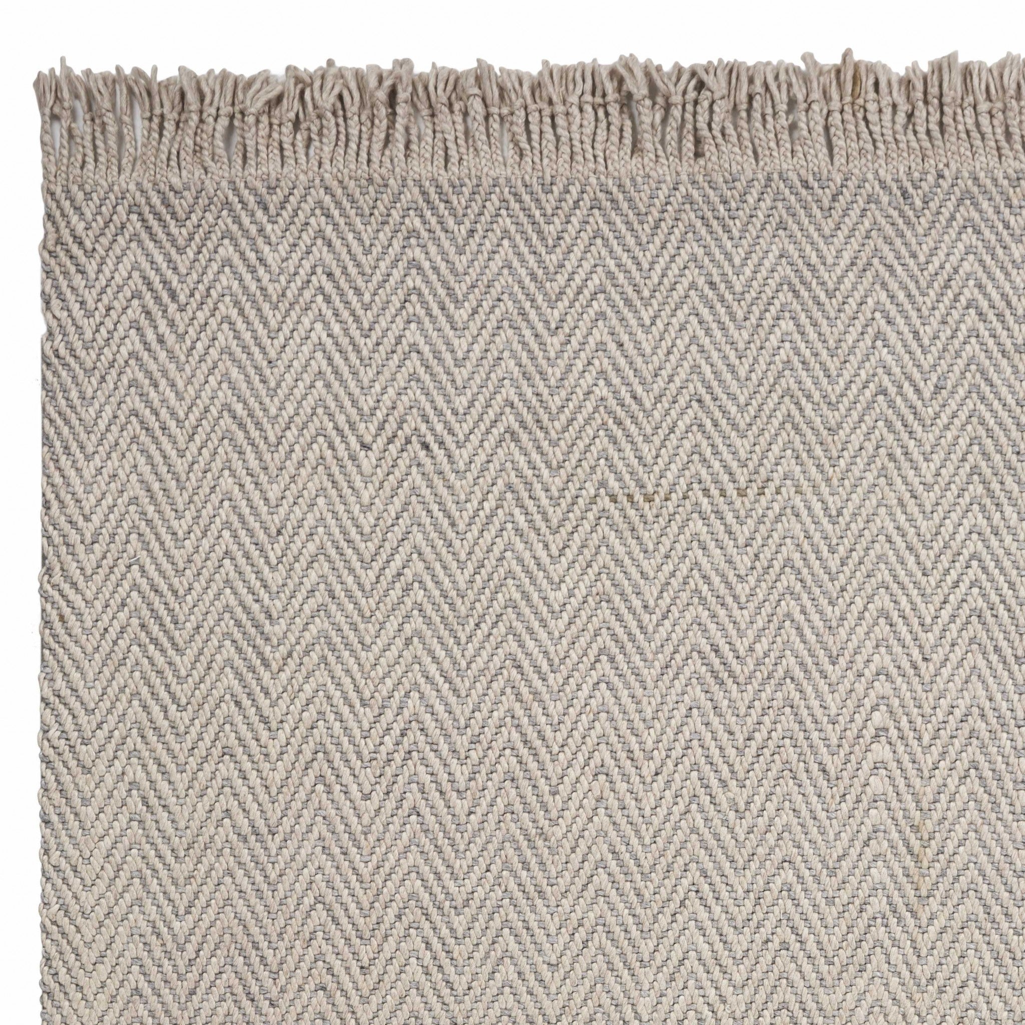 8'X10' Oatmeal Beige Hand Woven Herringbone Indoor Area Rug