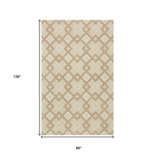 8'X11' Ivory Hand Tufted Geometric Diamond Pattern Indoor Area Rug