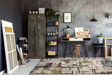 8'X10' Ivory Machine Woven Abstract Brushstrokes Indoor Area Rug