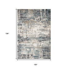 8' Ivory Teal Machine Woven Abstract Round Indoor Area Rug